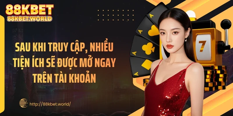 Sau khi truy cập, nhiều tiện ích sẽ được mở ngay trên tài khoản